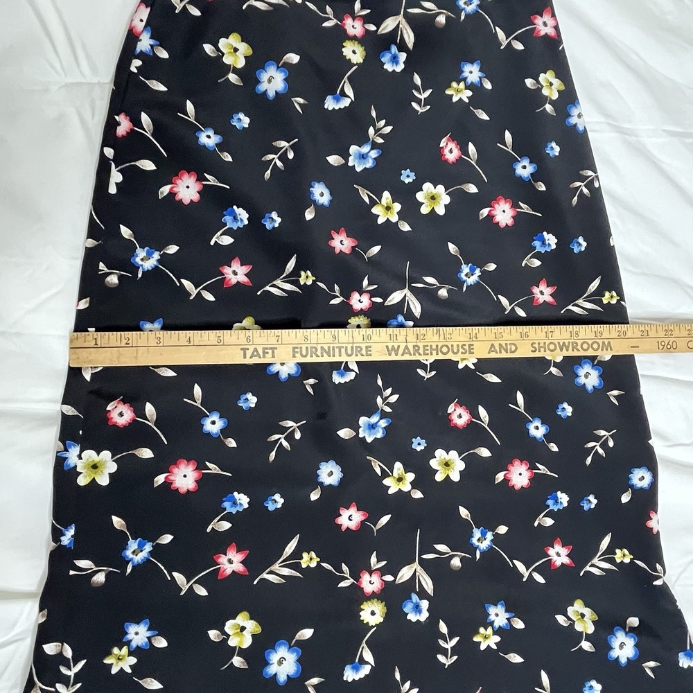 Rikki J Vintage 90s Floral Maxi Skirt Black Small Whimsigoth Prairie Modest Boho - Picture 5 of 9